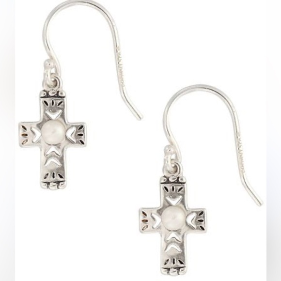 Silpada RARE Vintage Sterling Silver Pearl Dainty Cross Earrings - Picture 8 of 15